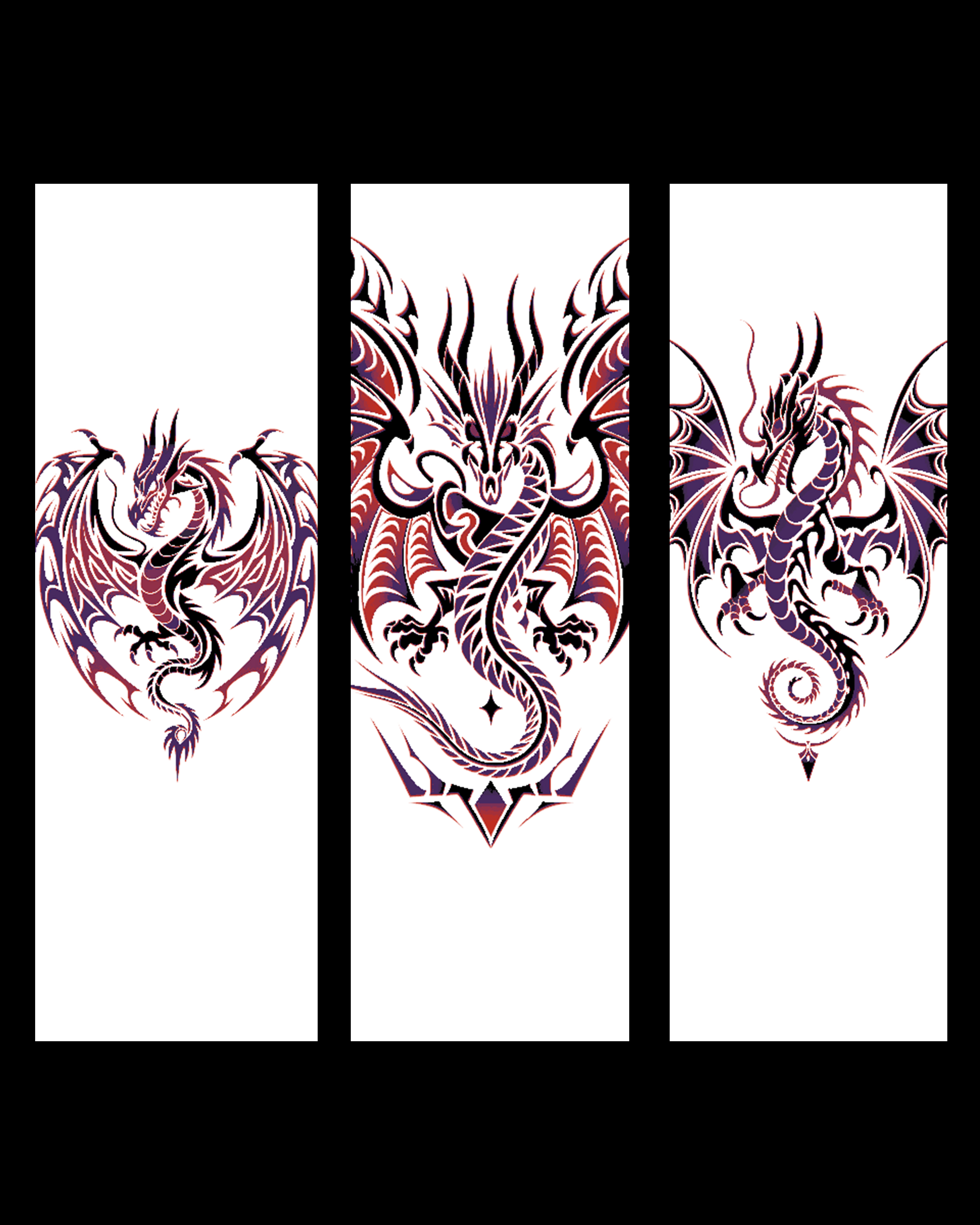 Set of Bookmarks showing tattoo designs of the Dragon by BooneCo3d HueForge model: Set of Bookmarks showing tattoo designs of the Dragon by BooneCo3d
