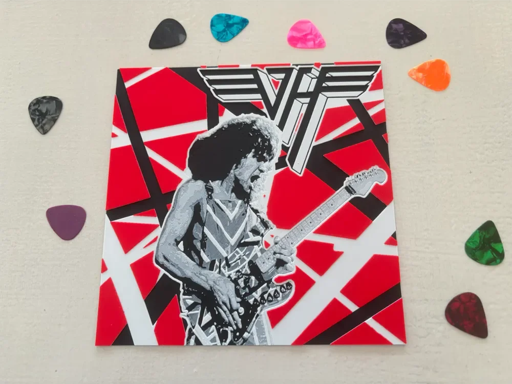 Eddie Van Halen - Hueforge by Hush | PixelFF HueForge model: Eddie Van Halen - Hueforge by Hush | PixelFF