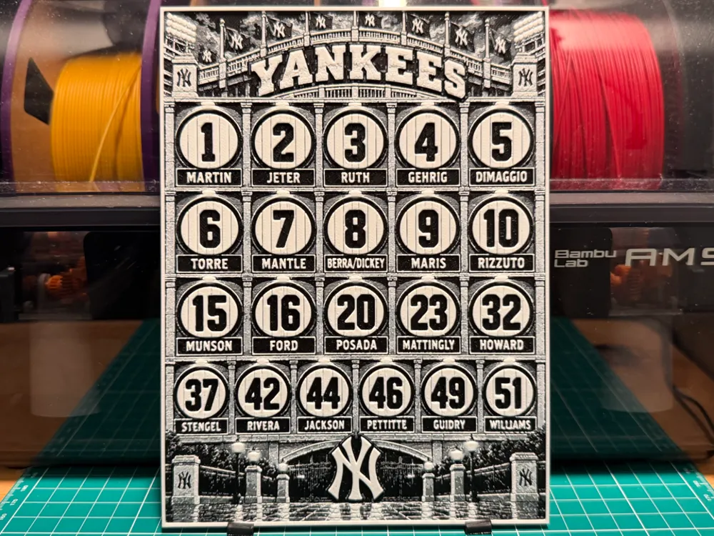 Yankees Wall of History Poster by liv_3d HueForge model: Yankees Wall of History Poster by liv_3d