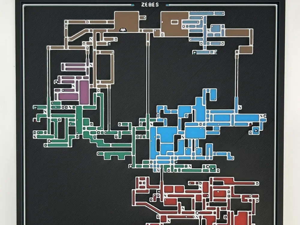 Super Metroid Zebes Map HueForge by CreativeDestructions HueForge model: Super Metroid Zebes Map HueForge by CreativeDestructions