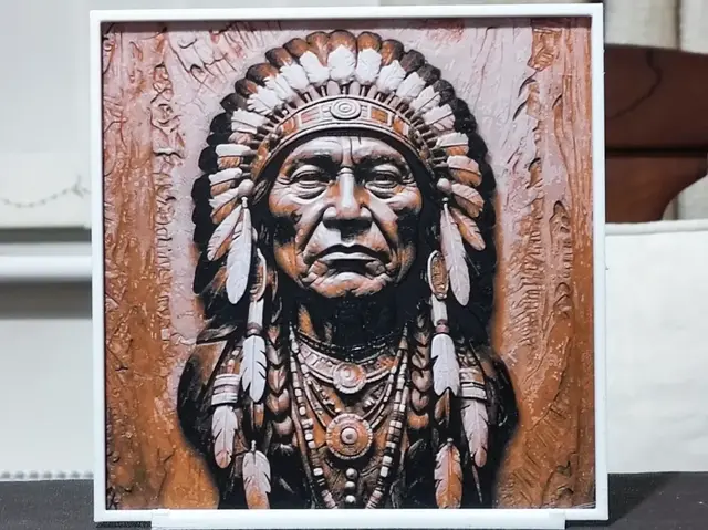 HueForge model: Carved Native American - HueForge 3 Color by BoDad