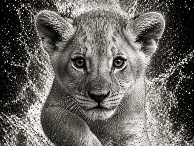 HueForge model: Baby Lion - Baby animals series B&W - EASY PRINT by Hueforge Maker