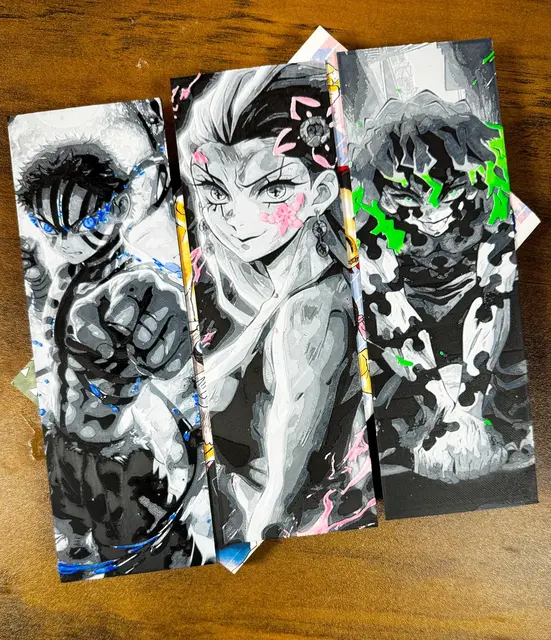 HueForge model: ⚔️ Patreon Exclusive – Demon Slayer Trio Bookmark Set! 🔥 by 3D Prints By Vic