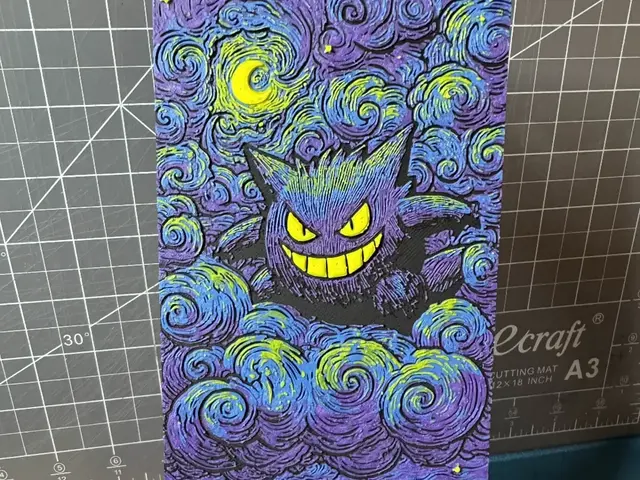 HueForge model: 4x8 Hueforge of Gengar starry night style art by SBC Creations