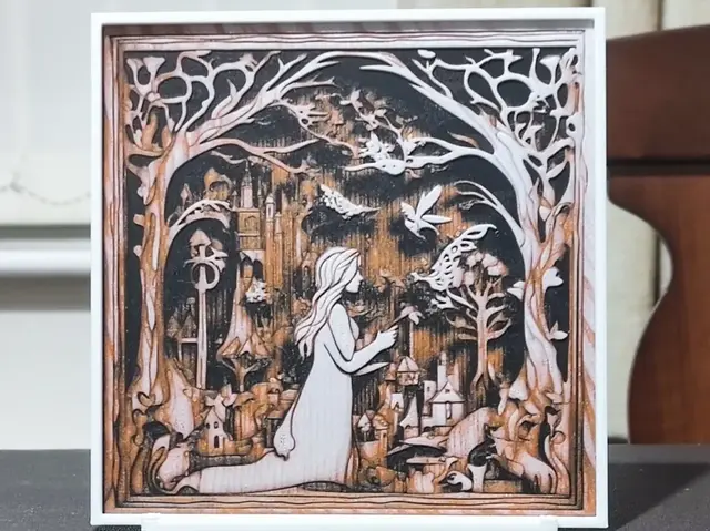 HueForge model: Wood Carving Fairy Tale - HueForge 3 Color by BoDad