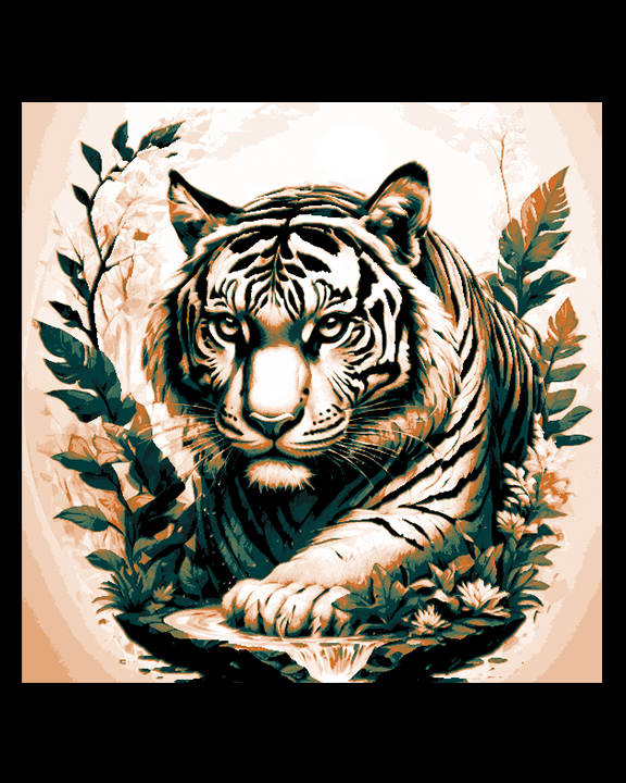 Artful Creation - Wall Art of a Bengal Tiger Laying in Wait by BooneCo3d HueForge model: Artful Creation - Wall Art of a Bengal Tiger Laying in Wait by BooneCo3d