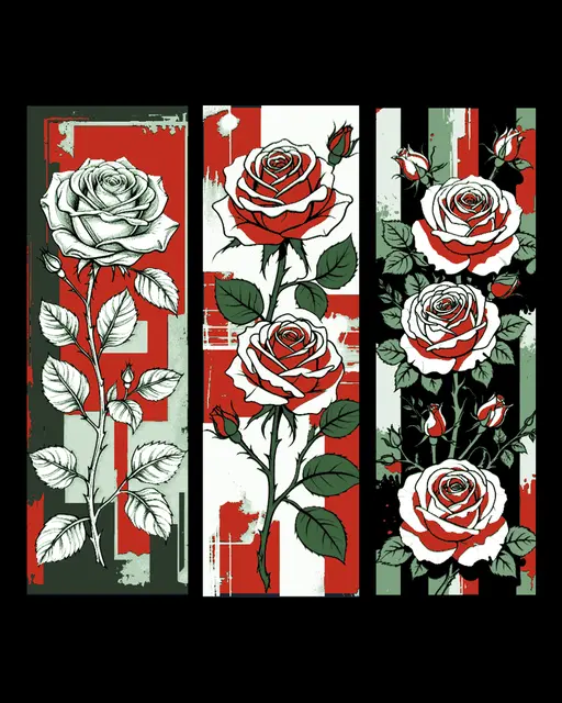 Pop art style bookmarks of Roses