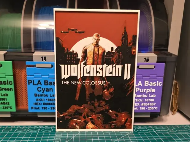 HueForge model: Wolfenstein II: The New Colossus Poster - Hueforge by Lumpy3D