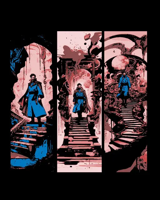 HueForge model: Fan Art of Marvel character Doctor Strange on the Endless Stairs - Set of Bookmarks by BooneCo3d