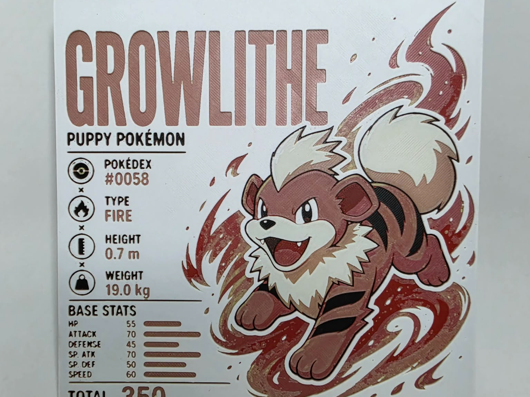 Growlithe Infographic Hueforge by 3Ree Printing HueForge model: Growlithe Infographic Hueforge by 3Ree Printing