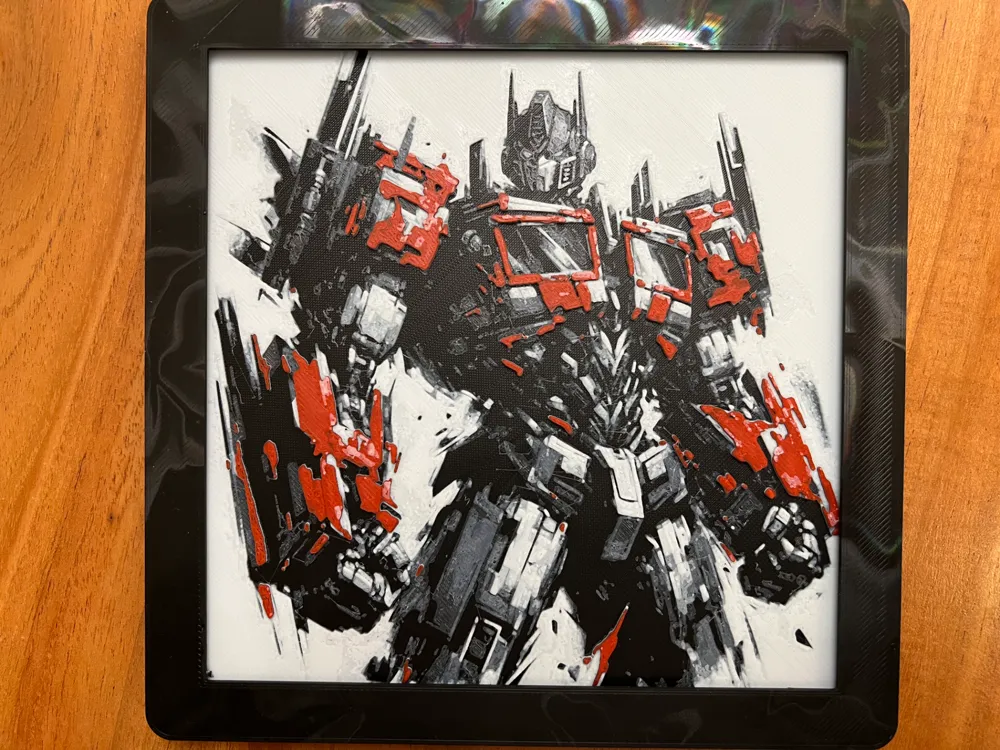 Optimus Prime 2.0 by JustBe 3D Printing HueForge model: Optimus Prime 2.0 by JustBe 3D Printing