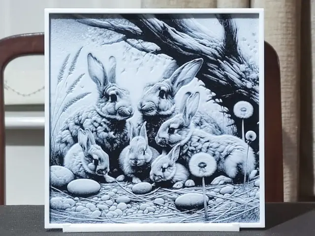 HueForge model: Spring Bunnies - HueForge 2 Color by BoDad