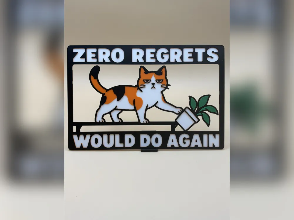 Zero Regrets Cat HueForge Print by iPrintStuffau HueForge model: Zero Regrets Cat HueForge Print by iPrintStuffau
