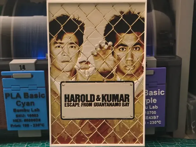 HueForge model: Harold & Kumar Escape from Guantanamo Bay Poster by Lumpy3D