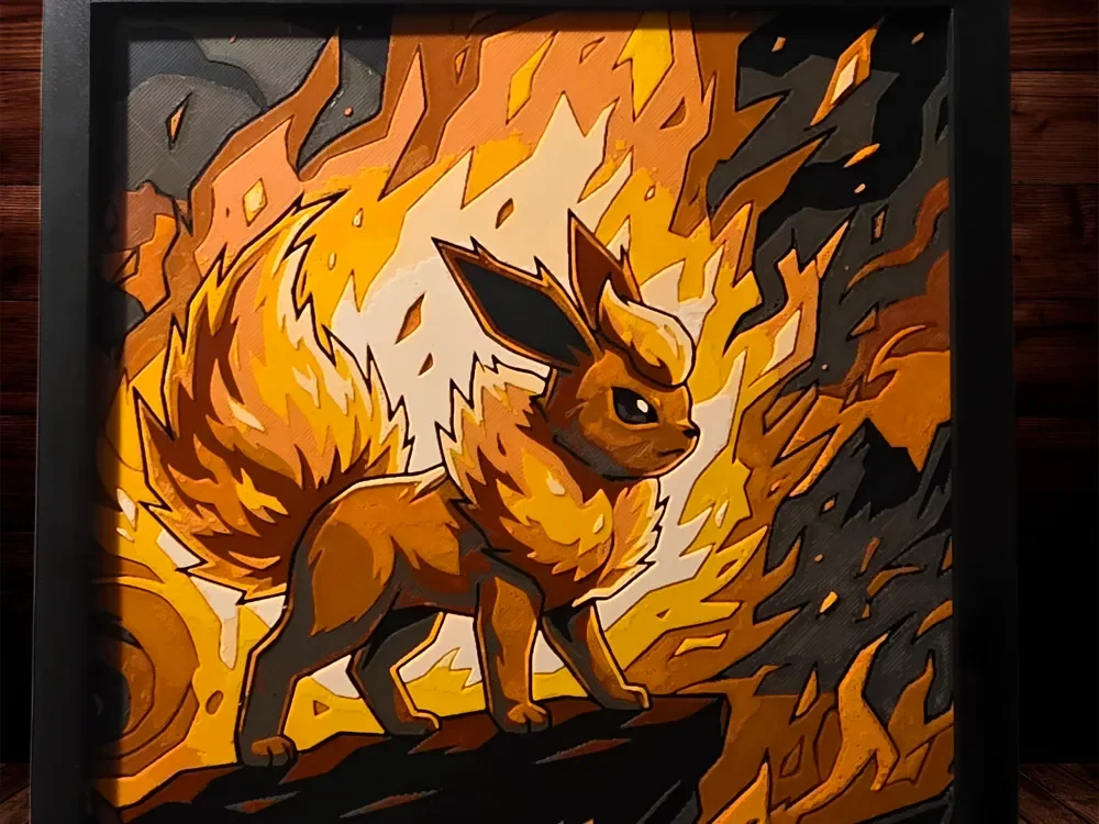 Flareon - Eeveelutions Series - Pokemon pt2 by Side Quest Hues HueForge model: Flareon - Eeveelutions Series - Pokemon pt2 by Side Quest Hues
