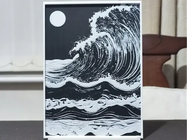 HueForge model: Moonlit Great Wave - HueForge 2 Color by BoDad