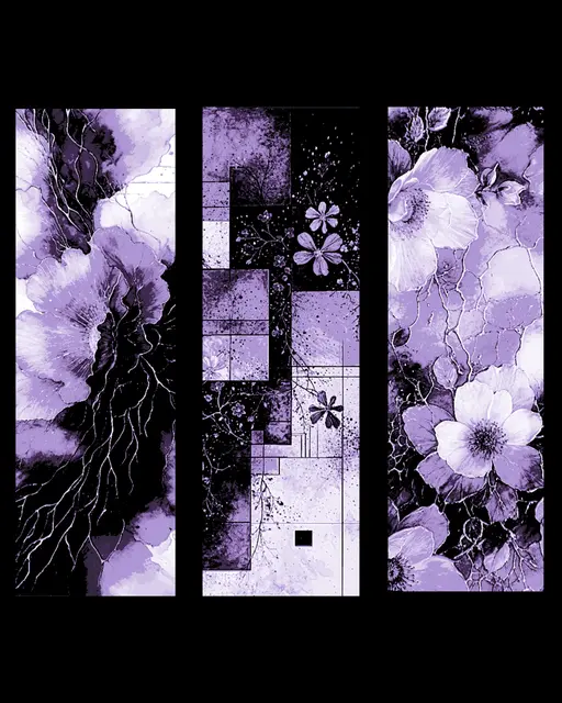 Abstract creations based on flowers and life - Set of bookmarks