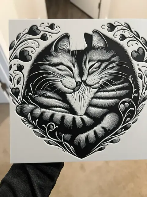 HueForge model: Hugging Heart Cats Hueforge by RP47 Designs