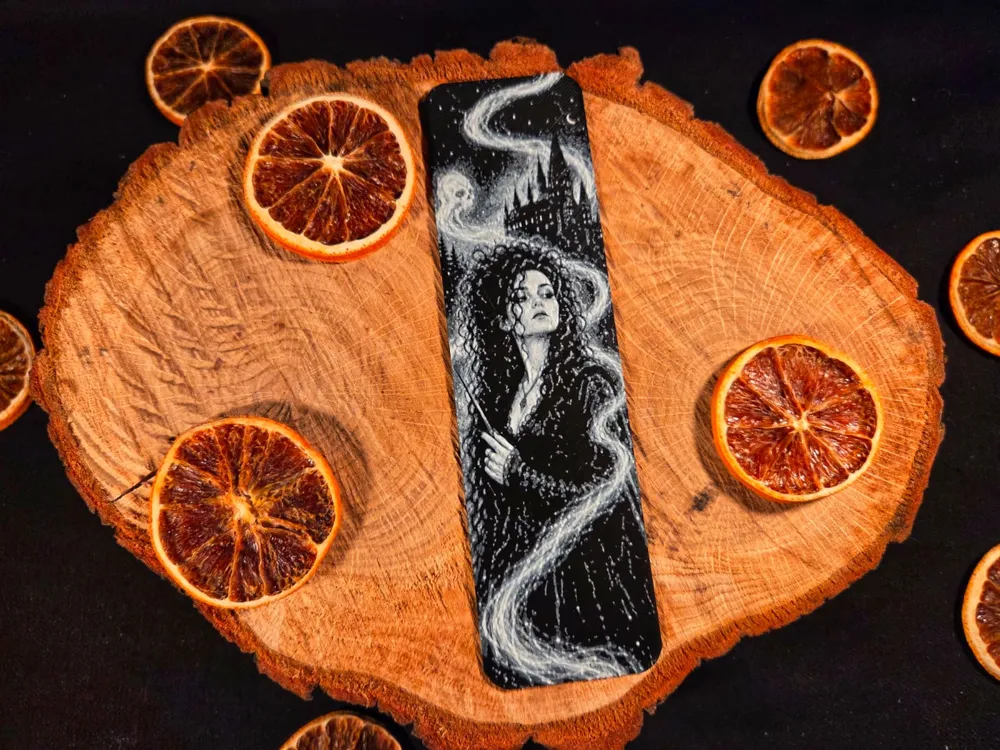 Bellatrix Lestrange Harry Potter inspired bookmark by EternalDesigns3D HueForge model: Bellatrix Lestrange Harry Potter inspired bookmark by EternalDesigns3D