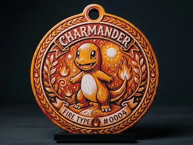 HueForge model: Pokemon - Charmander Medallion - 4 Colour by LED