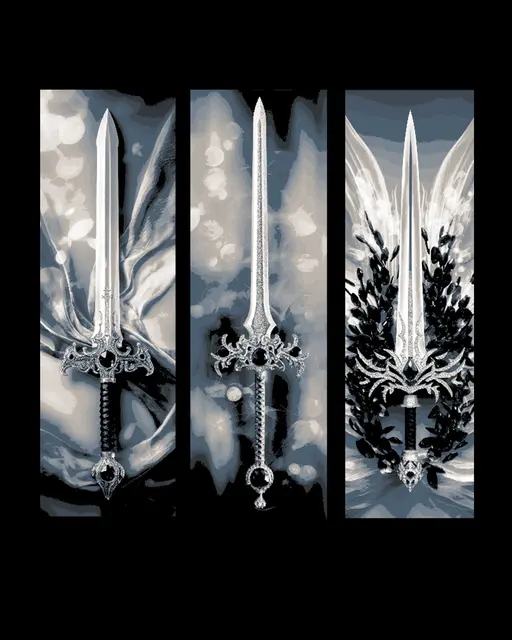 HueForge model: Swords of Destiny and Salvation - the Night Swords - Set of bookmarks by BooneCo3d