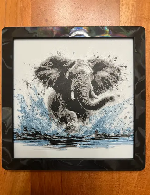 HueForge model: Elephant Splashing Through Water by JustBe 3D Printing