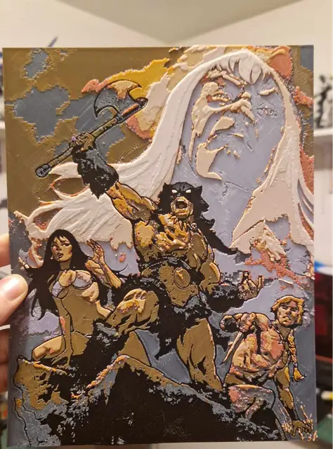 HueForge model: Frazetta - Fire and Ice Hueforge by Dakiren
