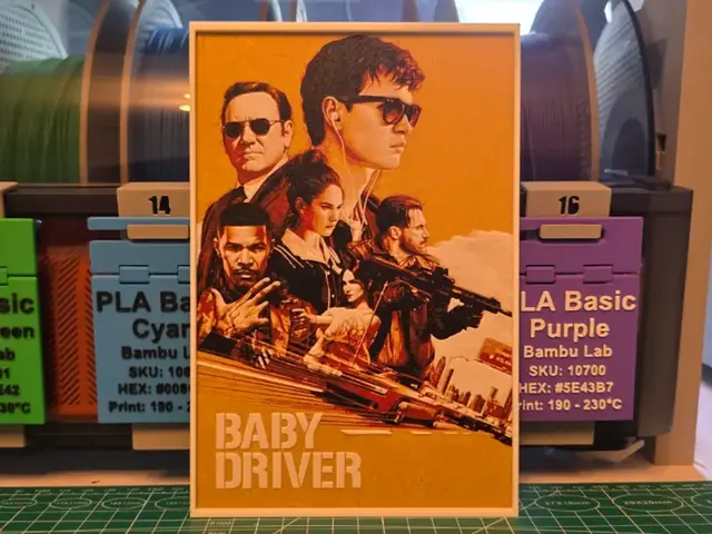 HueForge model: Baby Driver Movie Poster - Hueforge Art by Lumpy3D