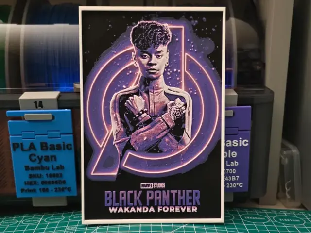 HueForge model: Black Panther: Wakanda Forever Poster - Hueforge by Lumpy3D