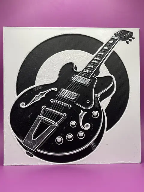 Gibson Guitar HueForge Woodblock Print Poster Art