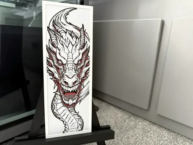 HueForge model: Crimson Fury | Stylized Dragon Hueforge by Welsh Maker