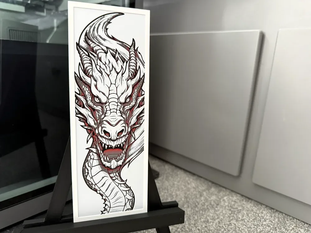 Crimson Fury | Stylized Dragon Hueforge by Welsh Maker HueForge model: Crimson Fury | Stylized Dragon Hueforge by Welsh Maker