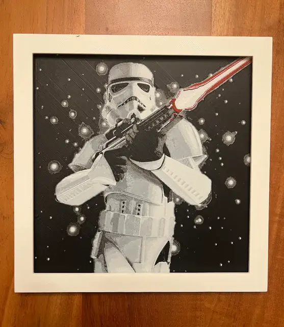 HueForge model: Classic Stormtrooper on Black Background by JustBe 3D Printing