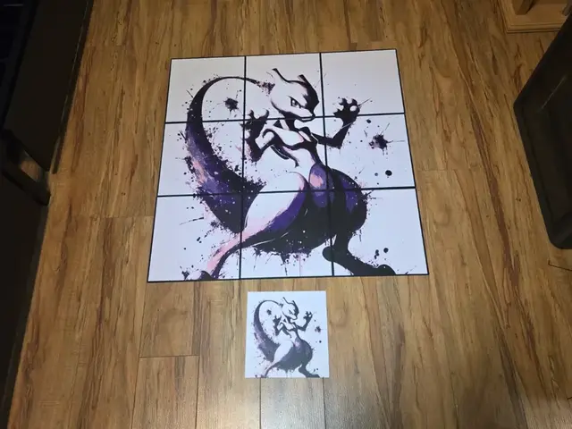 HueForge model: Graffiti Mewtwo Glow Hueforge - 600x600m by 3Ree Printing