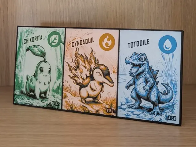 HueForge model: Chikorita, Cyndaquil & Totodile Hueforge & Frame by Nextopia