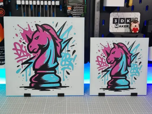 Chess Art Graffiti Knight – Hueforge – 4 Colors