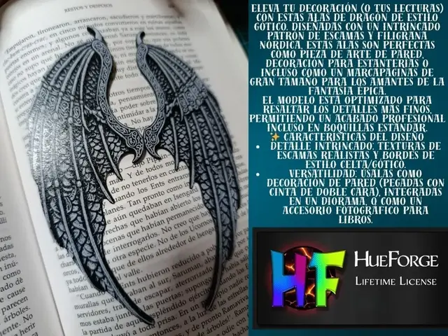 HueForge model: Bookmark Gothic Dragon Wings by FYTY112