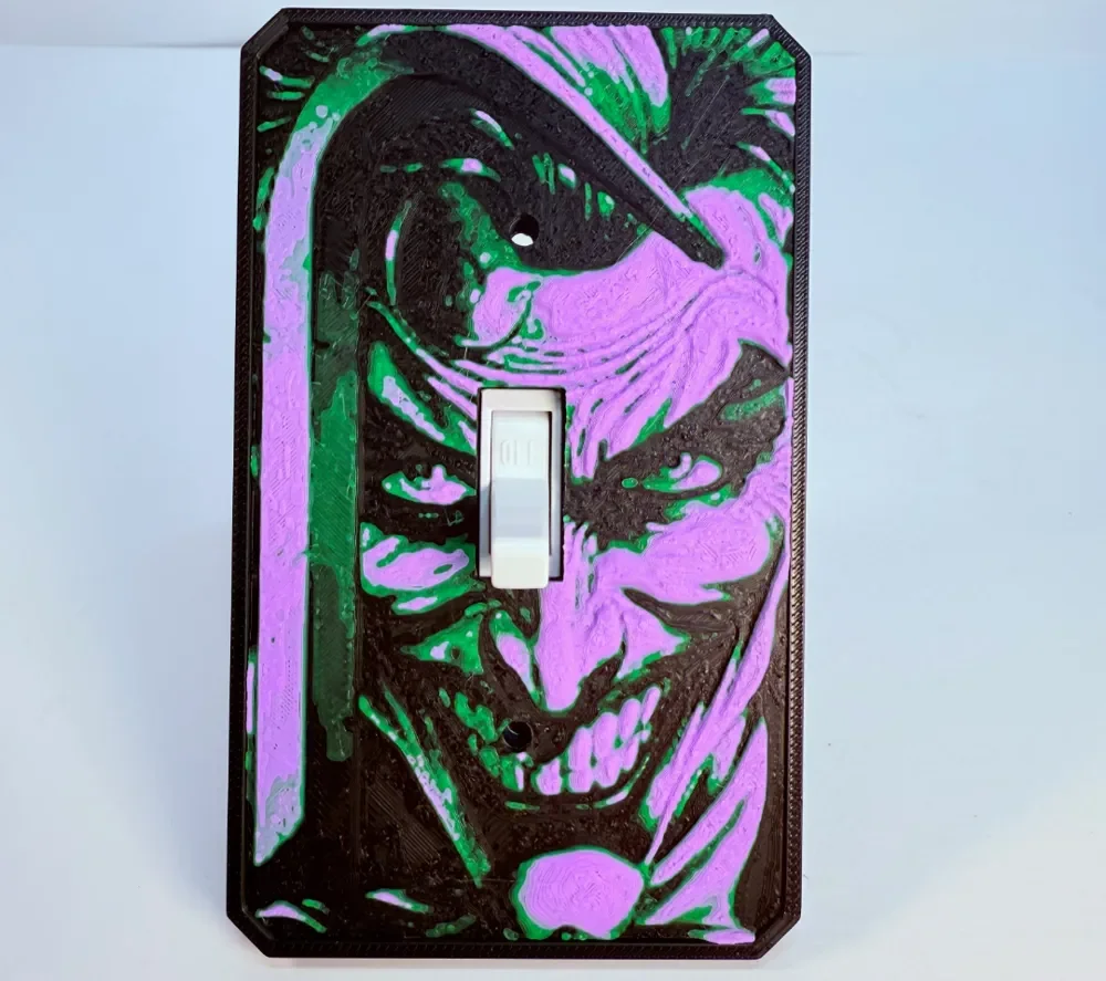 Joker Light Switch Cover Plate HueForge by Layered Visions HueForge model: Joker Light Switch Cover Plate HueForge by Layered Visions