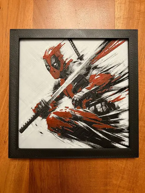 HueForge model: Deadpool with Sword Abstract by JustBe 3D Printing