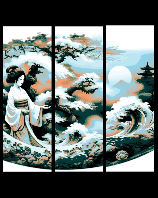 An artists depiction of the Oceans of Japan - Set in Bookmarks