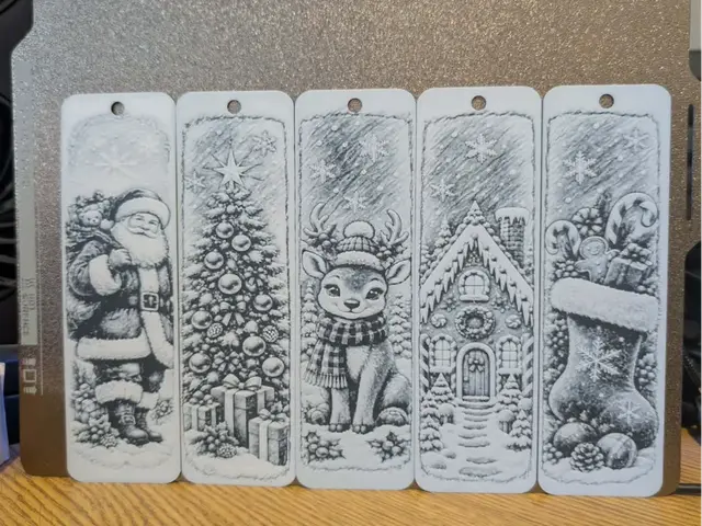 HueForge model: Set of 5 christmas bookmarks - Hueforge by 3dGlow