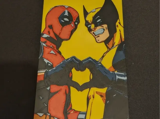 HueForge model: Deadpool and Wolverine Heart Hueforge by S0und_Lab