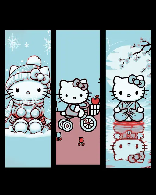HueForge model: Hello Kitty Fanart - Blue and Pink Set of Bookmarks by BooneCo3d