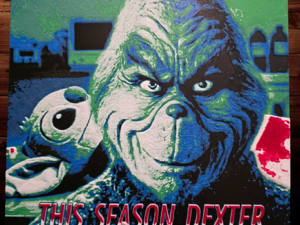 Grinch goes full Dexter by Side Quest Hues HueForge model: Grinch goes full Dexter by Side Quest Hues