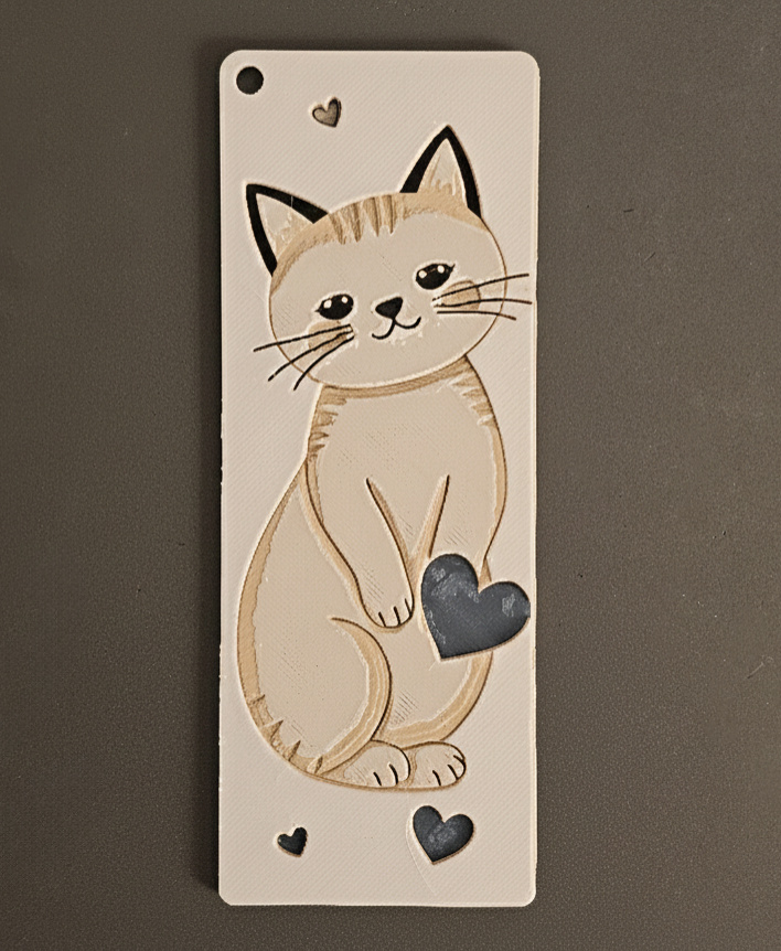 Valentine Kitty Bookmark8 - Hueforge - 4 colors by doodleddigital HueForge model: Valentine Kitty Bookmark8 - Hueforge - 4 colors by doodleddigital
