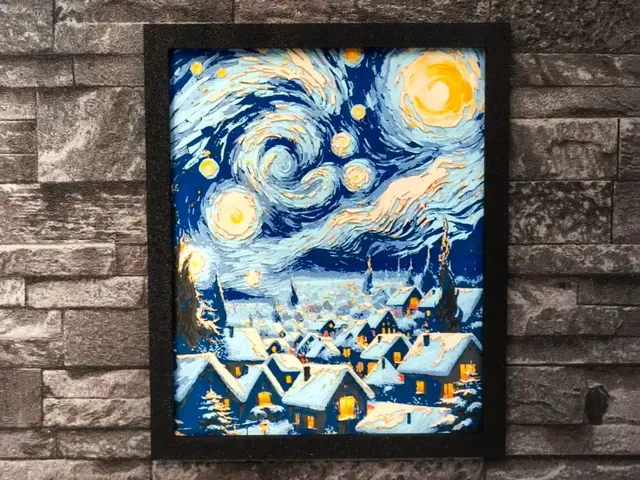 HueForge model: Hueforge Winter House Van Gogh style by StefBull85