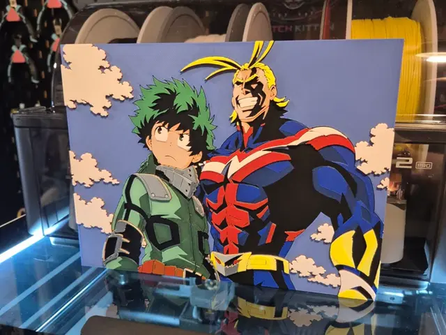 HueForge model: My Hero Academia - Deku and All Might MHA Hueforge by Glitch Kitten
