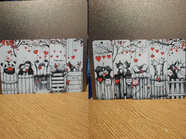 HueForge model: Set of 10 animals in love bookmarks by 3dGlow