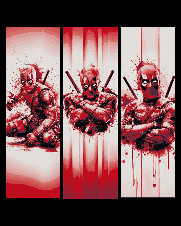 Fan Art - Marvel Character Deadpool portraits -set of 3 Bookmarks by BooneCo3d HueForge model: Fan Art - Marvel Character Deadpool portraits -set of 3 Bookmarks by BooneCo3d
