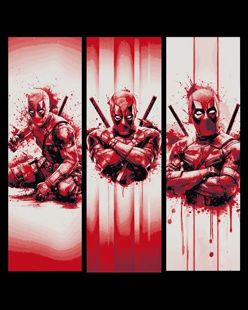 HueForge model: Fan Art - Marvel Character Deadpool portraits -set of 3 Bookmarks by BooneCo3d